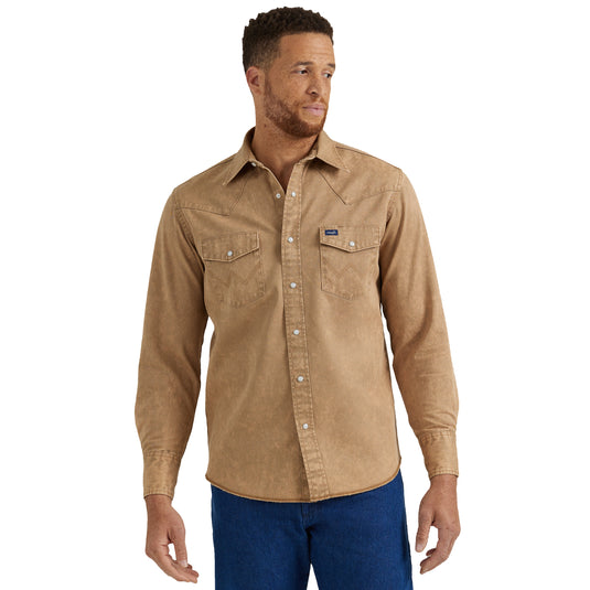 112345070 - Vintage-Inspired Western Snap Work Shirt In Tan