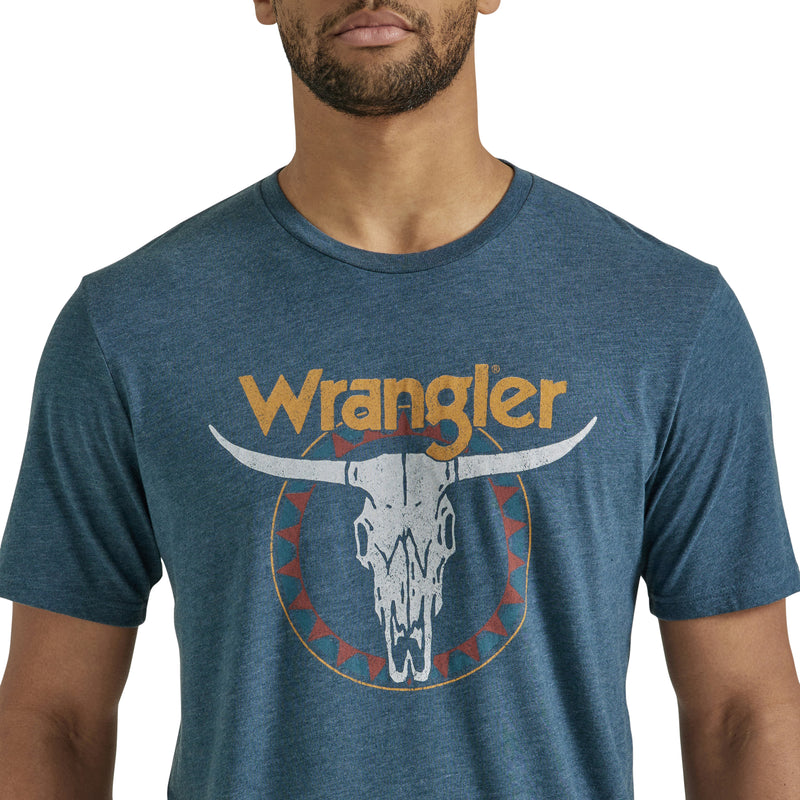 Load image into Gallery viewer, 112346554 - Wrangler Men&#39;s Short Sleeve Steerhead Logo Graphic T-Shirt In Midnight Navy Heather
