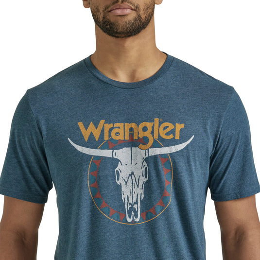 112346554 - Wrangler Men's Short Sleeve Steerhead Logo Graphic T-Shirt In Midnight Navy Heather