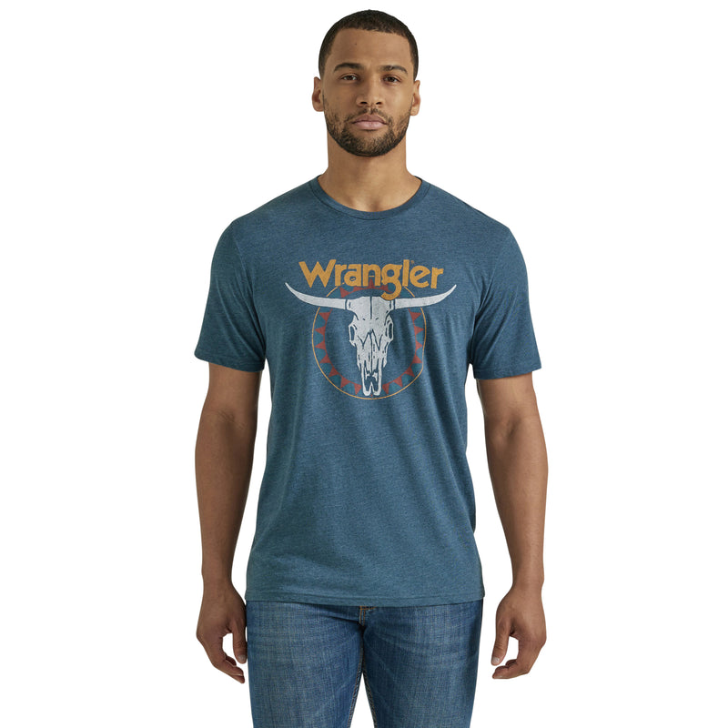 Load image into Gallery viewer, 112346554 - Wrangler Men&#39;s Short Sleeve Steerhead Logo Graphic T-Shirt In Midnight Navy Heather
