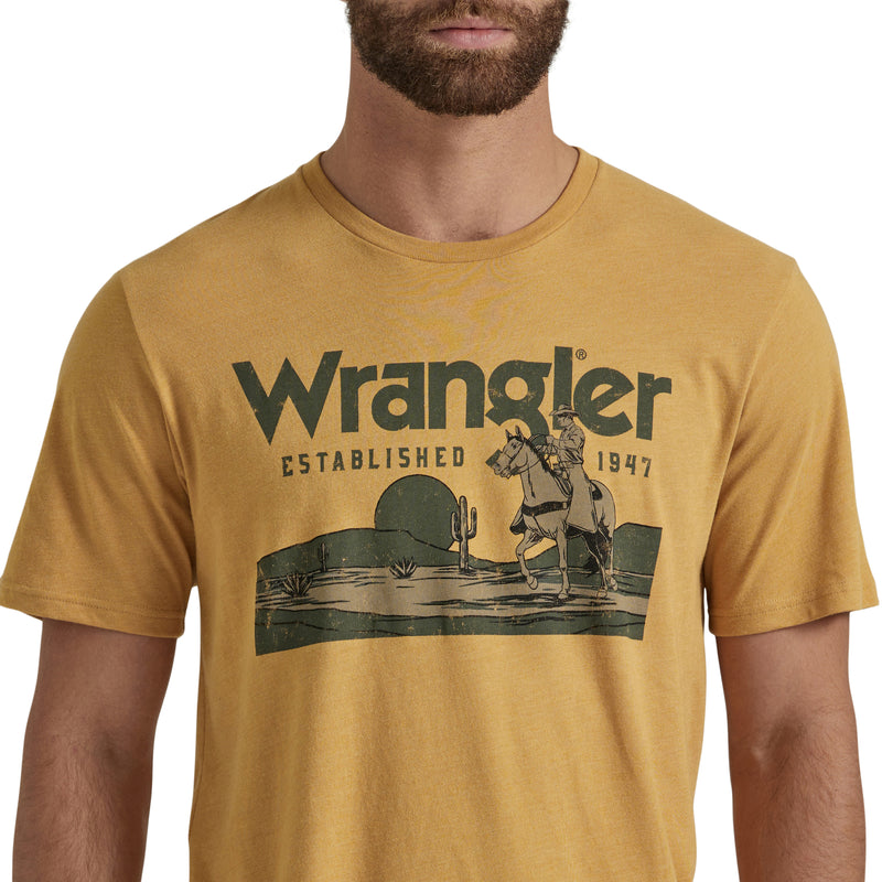 Load image into Gallery viewer, 112347235 - Men&#39;s Wrangler Vignette Logo T-Shirt In Pale Gold Heather
