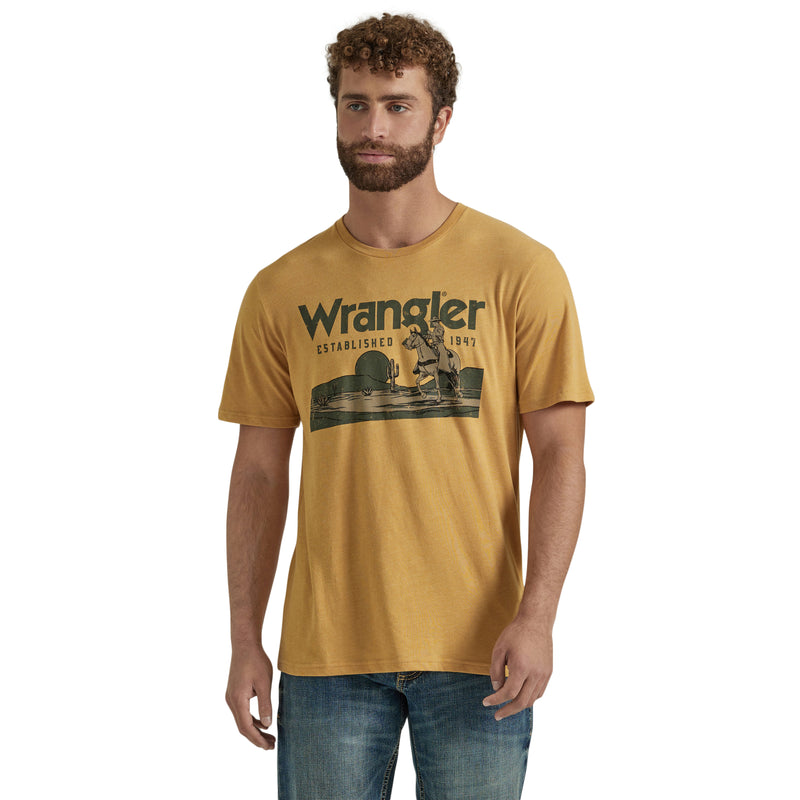 Load image into Gallery viewer, 112347235 - Men&#39;s Wrangler Vignette Logo T-Shirt In Pale Gold Heather
