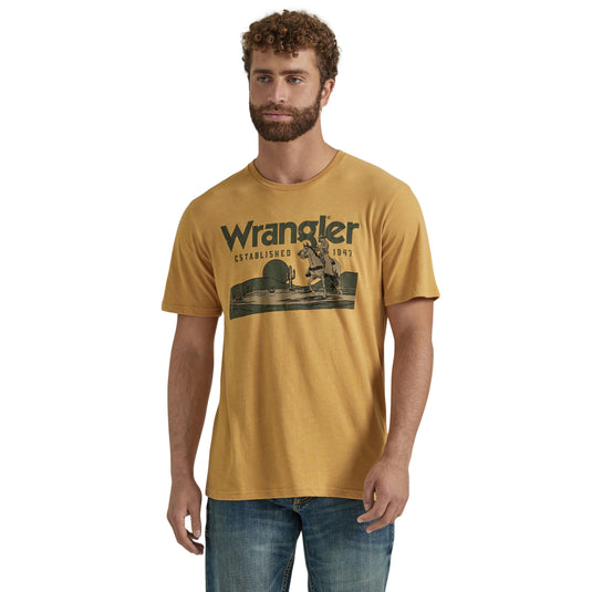 112347235 - Men's Wrangler Vignette Logo T-Shirt In Pale Gold Heather