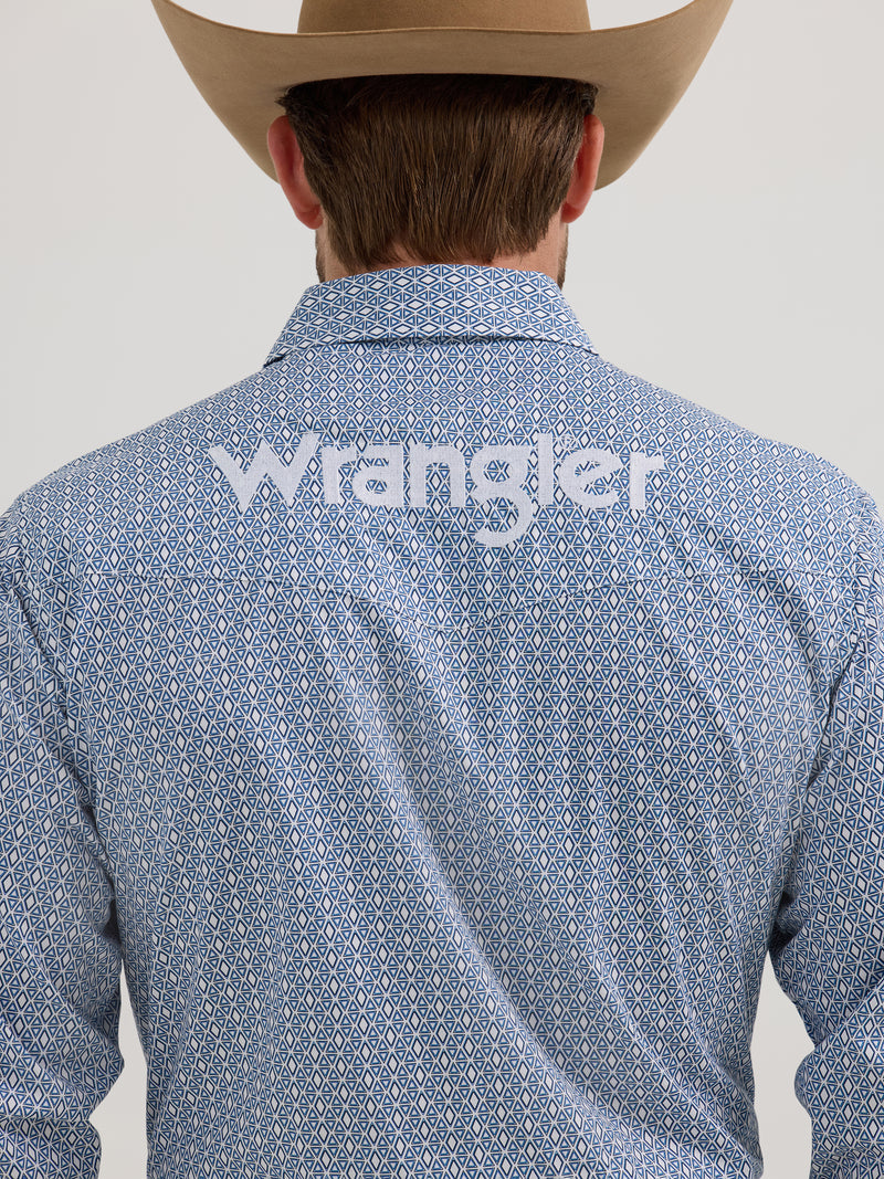 Load image into Gallery viewer, 112352382 - Wrangler® Long Sleeve Logo Shirt - Snap - Blue
