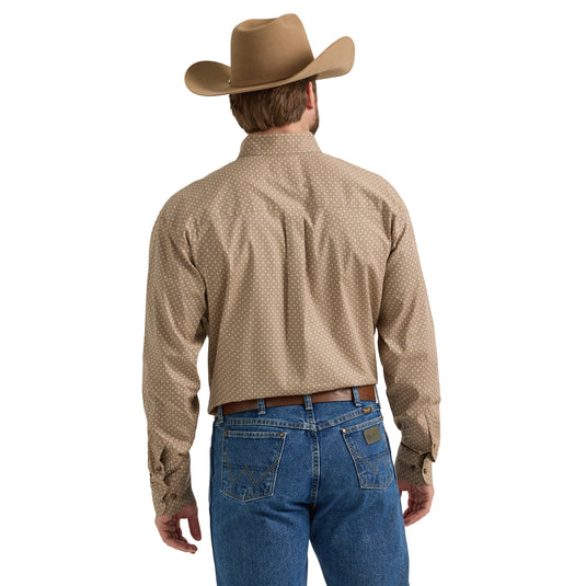 112352725 - Wrangler® George Strait One Pocket Long Sleeve Shirt - Brown