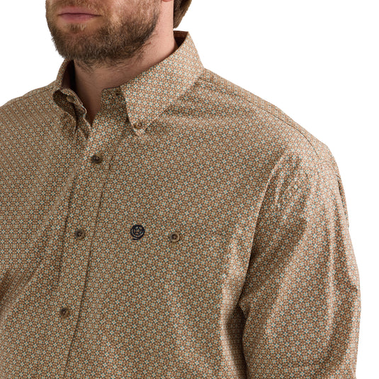 112352725 - Wrangler® George Strait One Pocket Long Sleeve Shirt - Brown