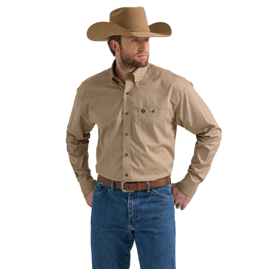 112352725 - Wrangler® George Strait One Pocket Long Sleeve Shirt - Brown