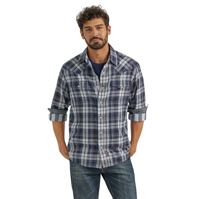 112352876 - Men's Wrangler Retro® Premium Long Sleeve Western Snap Plaid Shirt