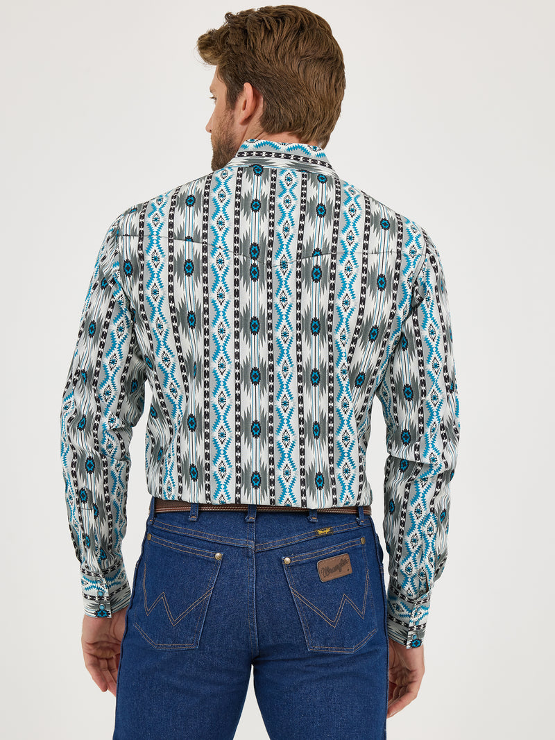 Load image into Gallery viewer, 112359442 - Wrangler Men&#39;s Checotah® Long Sleeve Western Snap Printed Shirt
