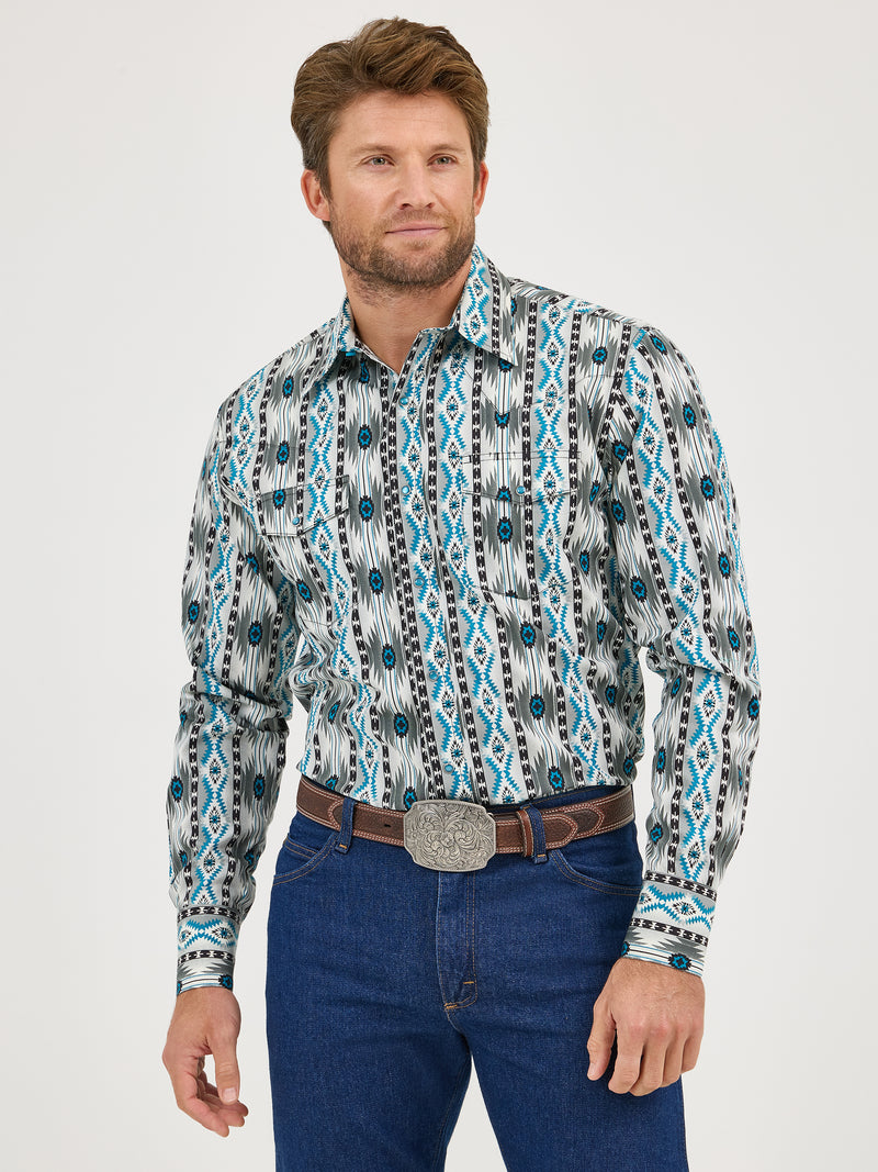 Load image into Gallery viewer, 112359442 - Wrangler Men&#39;s Checotah® Long Sleeve Western Snap Printed Shirt
