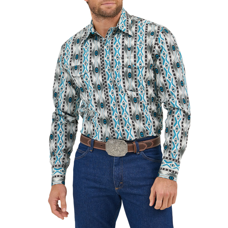 Load image into Gallery viewer, 112359442 - Wrangler Men&#39;s Checotah® Long Sleeve Western Snap Printed Shirt
