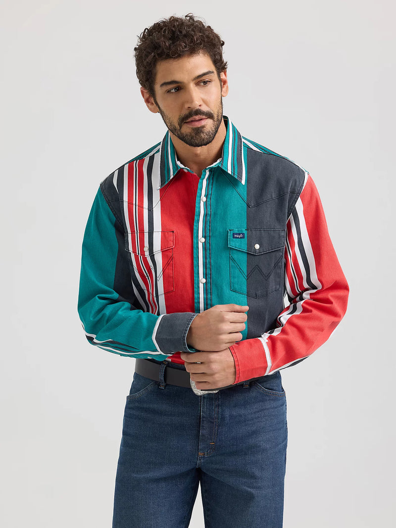 Load image into Gallery viewer, 112360107 - Wrangler Vintage-Inspired Brushpopper Western Snap Workshirt
