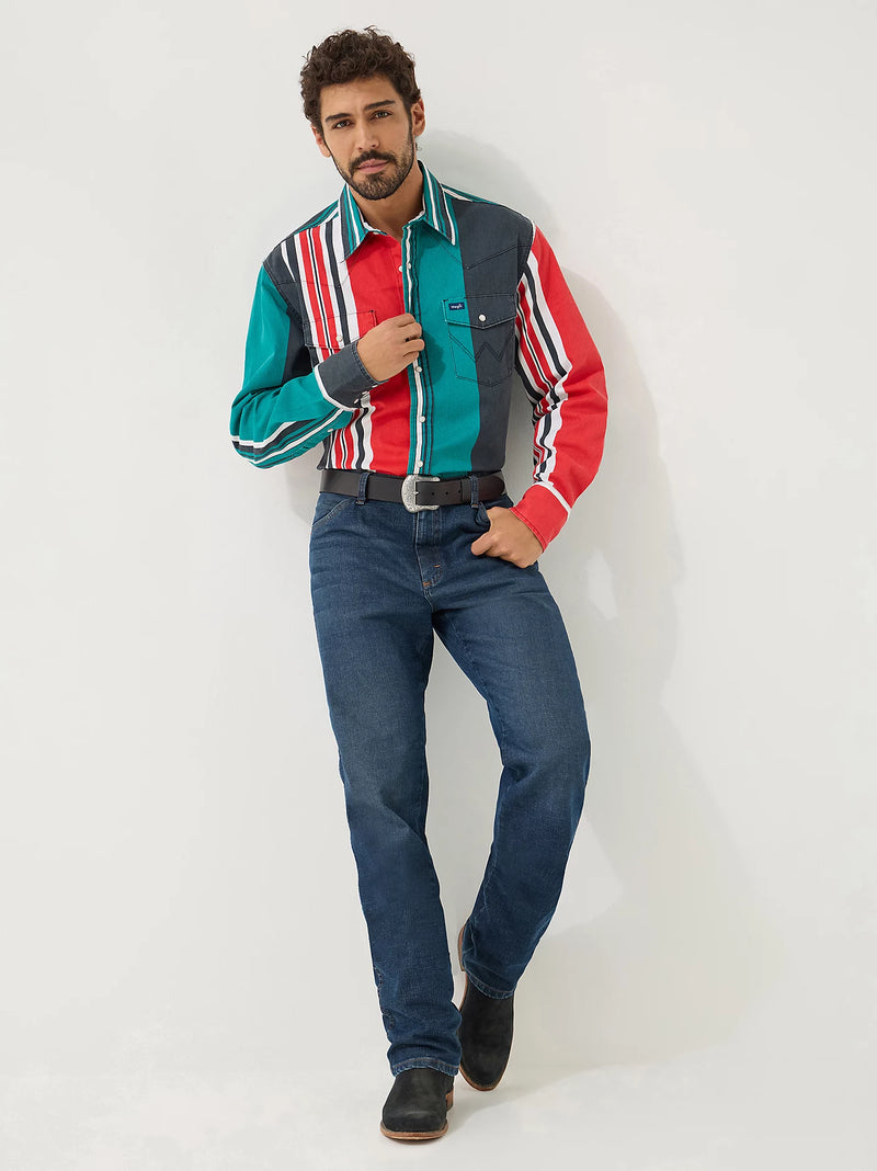 Load image into Gallery viewer, 112360107 - Wrangler Vintage-Inspired Brushpopper Western Snap Workshirt
