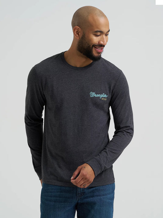 112365697 - Wrangler® Men's Long Sleeve Cowboy Back Graphic T-Shirt