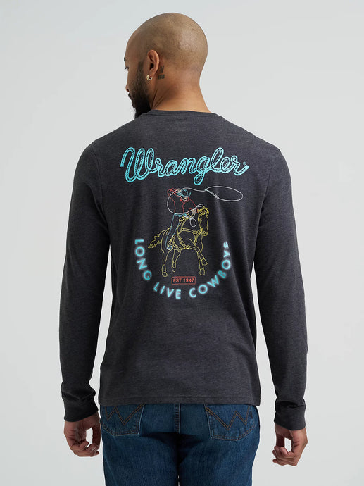 112365697 - Wrangler® Men's Long Sleeve Cowboy Back Graphic T-Shirt