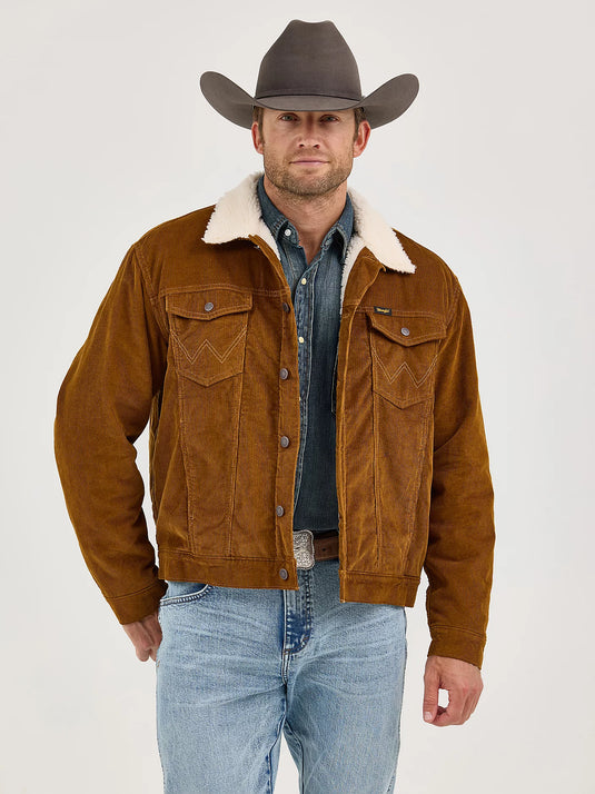 112367603 - Men's Wrangler® Cowboy Cut® Sherpa Lined Corduroy Jacket