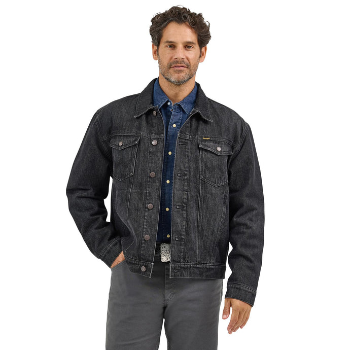 112367635 - Wrangler® Lined Denim Jacket - Washed Black
