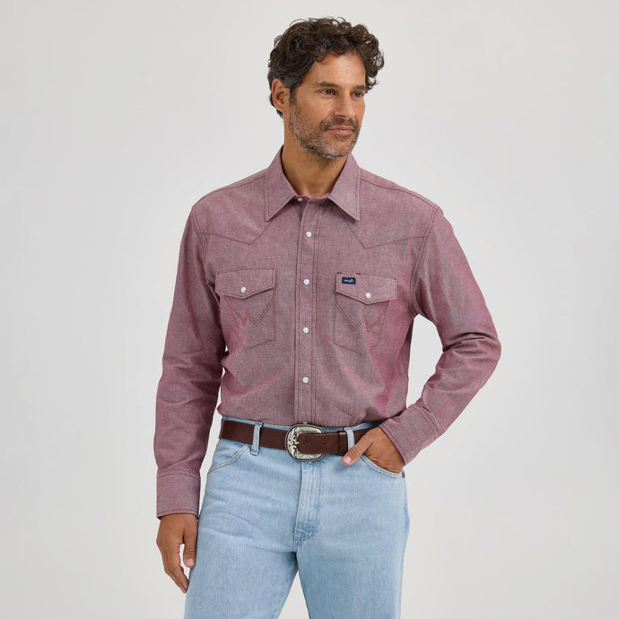 112367725 - Wrangler® Western Chambray Long Sleeve Workshirt
