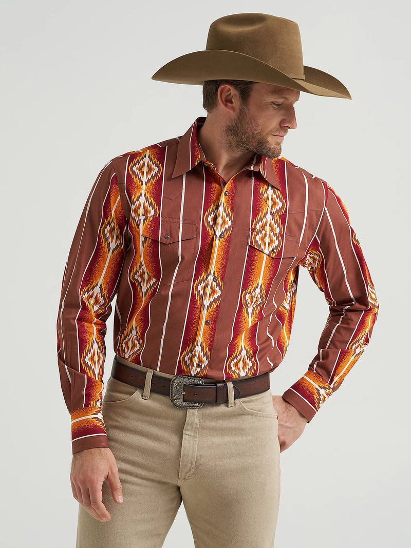 Load image into Gallery viewer, 112369466 - Wrangler Men&#39;s Checotah® Long Sleeve Western Snap Printed Shirt
