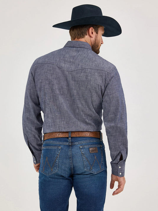 112369519 - Wrangler Men's Cody Johnson Navy Western Snap