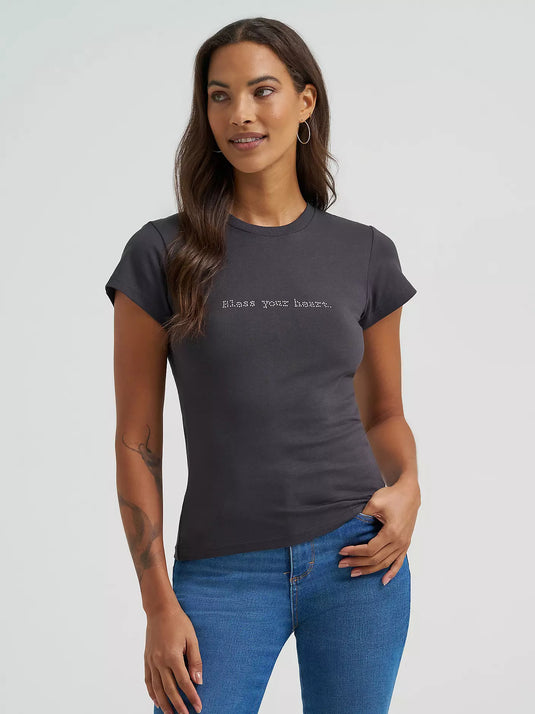 112372944 - Women's Rhinestone Bless Your Heart Shrunken Band Tee