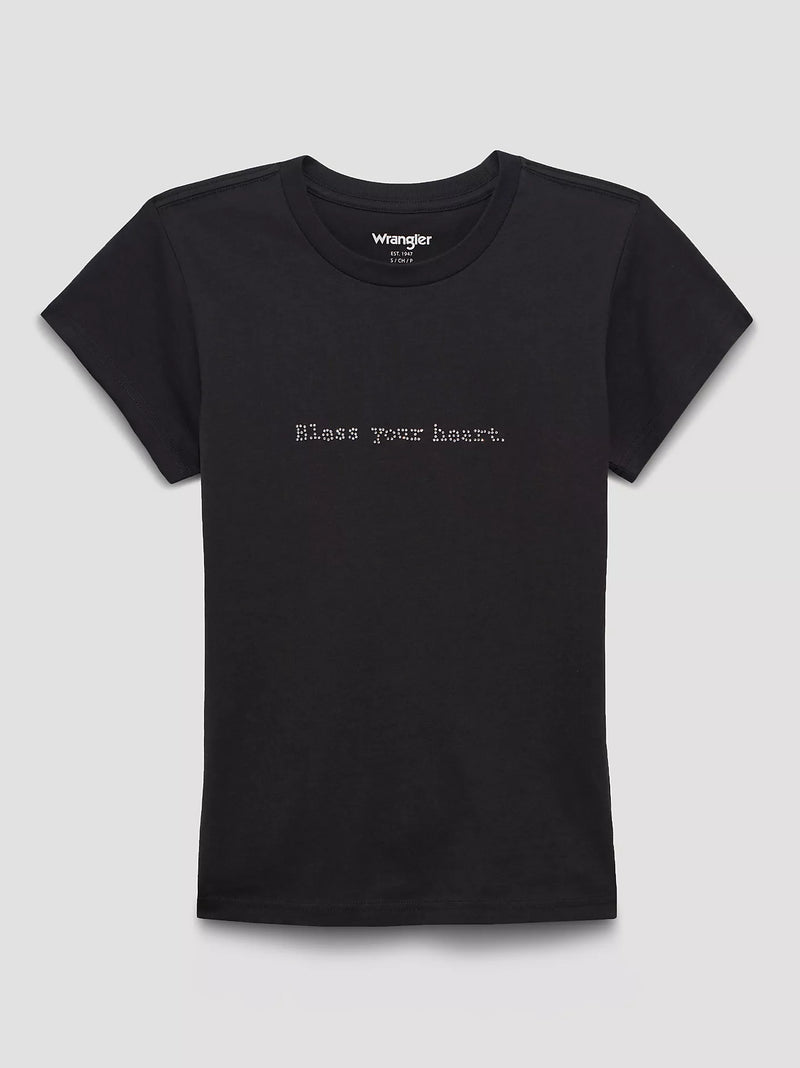Load image into Gallery viewer, 112372944 - Women's Rhinestone Bless Your Heart Shrunken Band Tee
