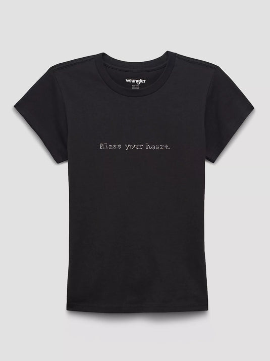 112372944 - Women's Rhinestone Bless Your Heart Shrunken Band Tee
