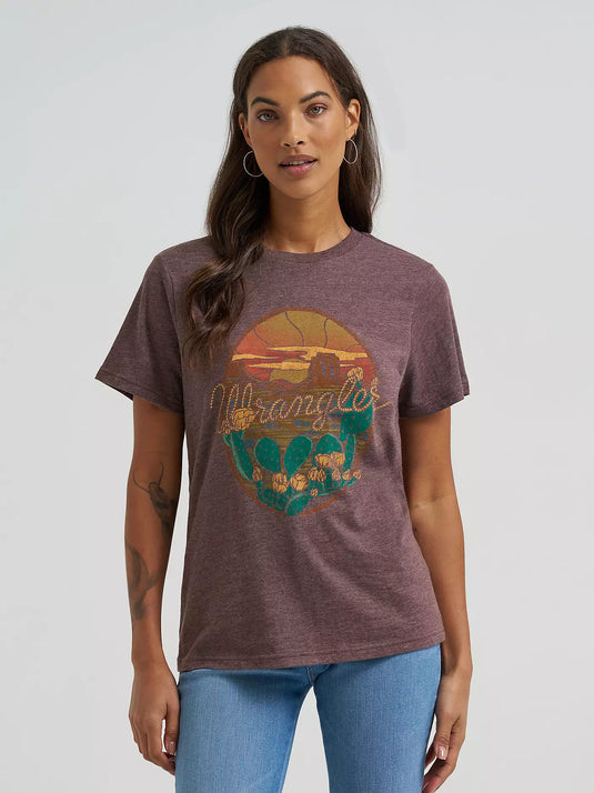 112372971 - Wrangler Women's Cactus Logo Reg Fit Tee