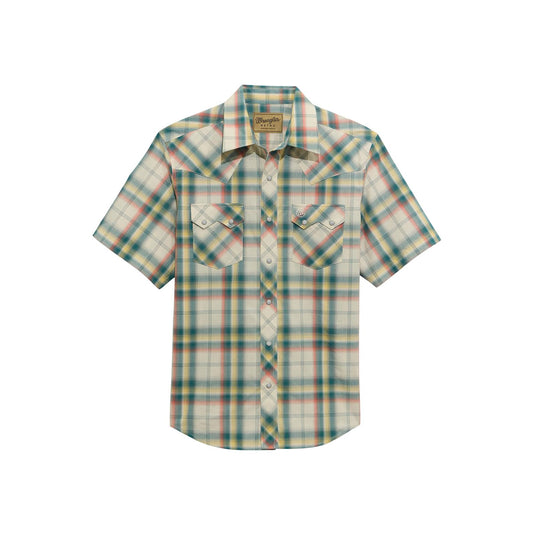112374757 - Wrangler Retro® Short Sleeve Shirt - Modern Fit - Ecru/Green