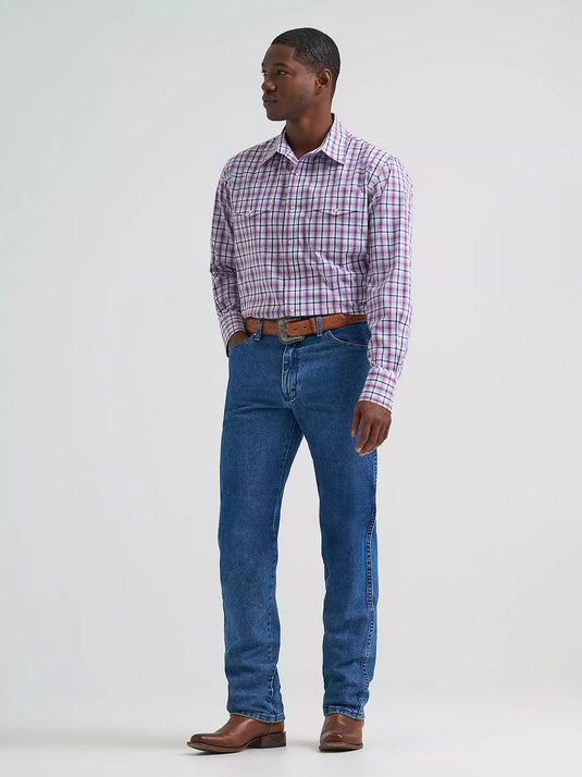 112374877 - Wrangler Men's Wrinkle Resist Long Sleeve Western Snap Plaid Shirt