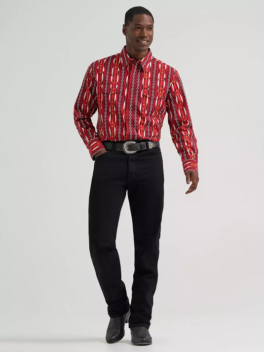112374909 - Wrangler Men's Checotah® Long Sleeve Western Snap Printed Shirt