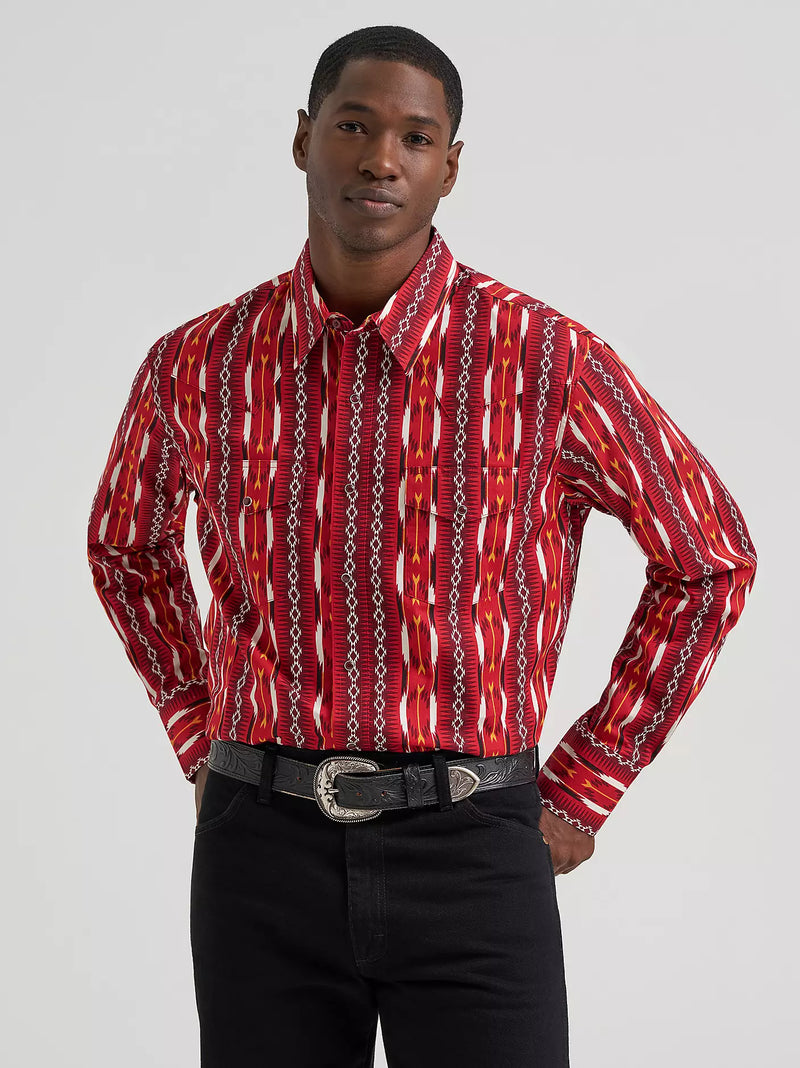 Load image into Gallery viewer, 112374909 - Wrangler Men's Checotah® Long Sleeve Western Snap Printed Shirt
