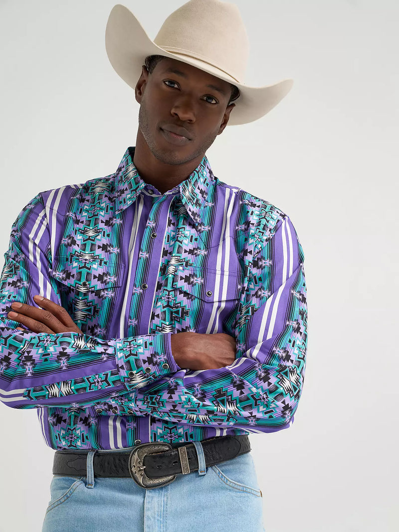 Load image into Gallery viewer, 112374916 - Wrangler Men's Checotah® Long Sleeve Western Snap Printed Shirt
