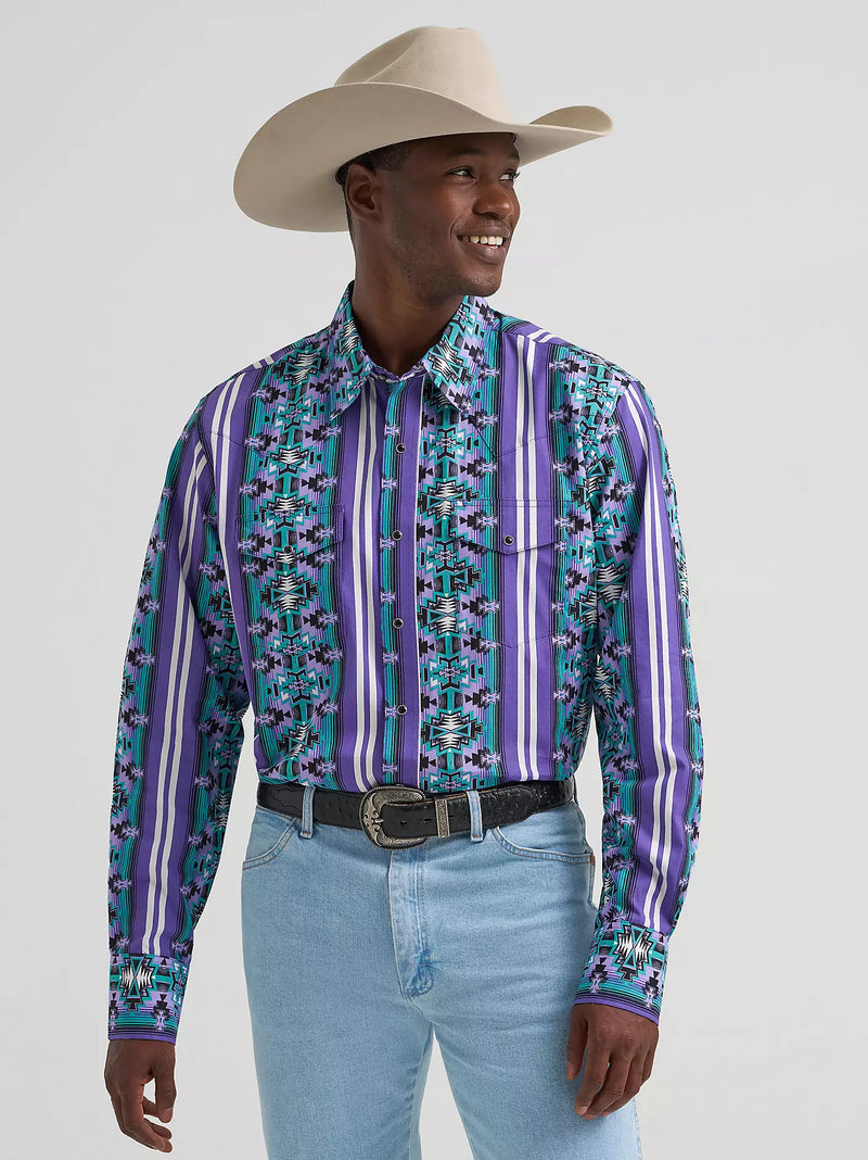 Load image into Gallery viewer, 112374916 - Wrangler Men's Checotah® Long Sleeve Western Snap Printed Shirt
