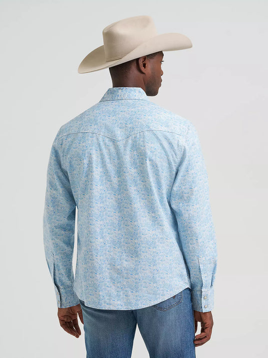 112374976 - Wrangler Men's Retro® Premium Long Sleeve Western Snap Printed Shirt