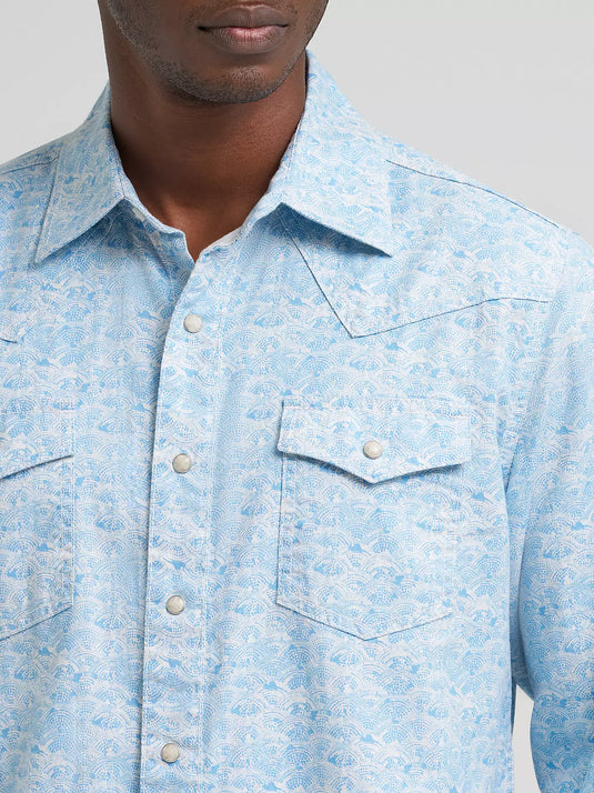 112374976 - Wrangler Men's Retro® Premium Long Sleeve Western Snap Printed Shirt