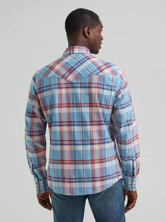112374998 - Wrangler Men's Retro® Premium Long Sleeve Western Snap Plaid Shirt