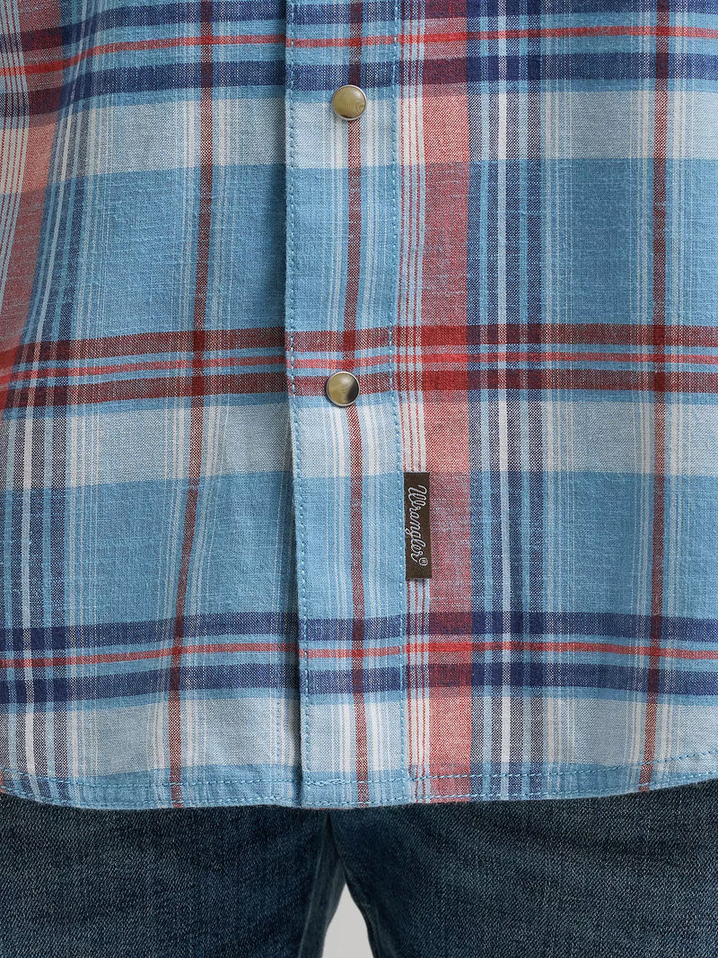 Load image into Gallery viewer, 112374998 - Wrangler Men's Retro® Premium Long Sleeve Western Snap Plaid Shirt
