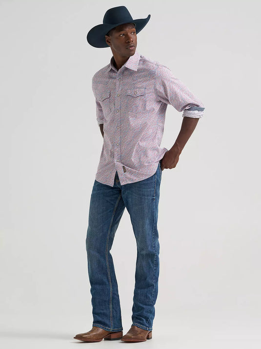 112378796 - Wrangler Men's Retro® Premium Long Sleeve Western Snap Printed Shirt