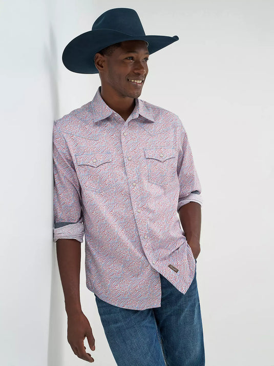 112378796 - Wrangler Men's Retro® Premium Long Sleeve Western Snap Printed Shirt