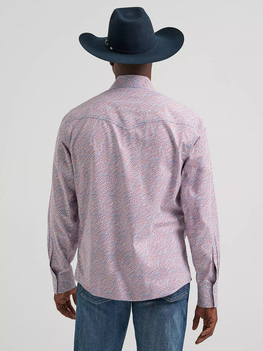 112378796 - Wrangler Men's Retro® Premium Long Sleeve Western Snap Printed Shirt