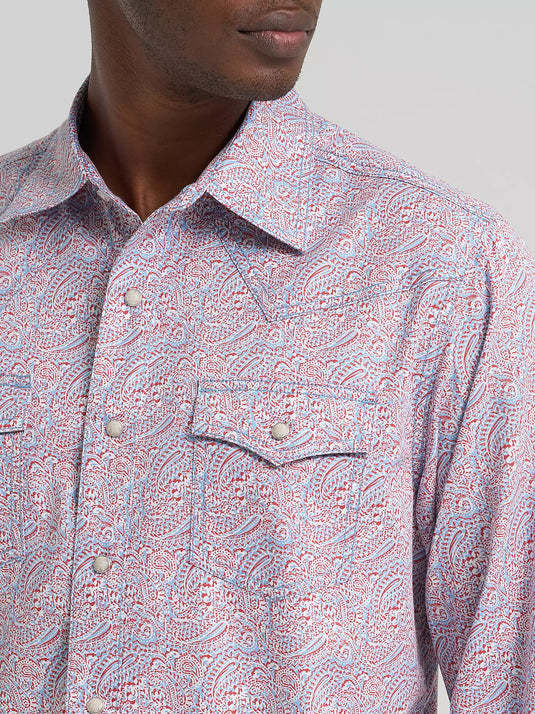 112378796 - Wrangler Men's Retro® Premium Long Sleeve Western Snap Printed Shirt