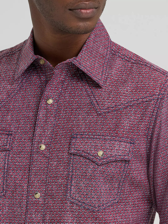 112378797 - Wrangler Men's Retro® Premium Long Sleeve Western Snap Printed Shirt