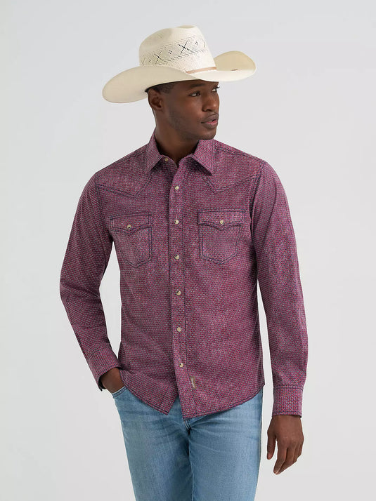 112378797 - Wrangler Men's Retro® Premium Long Sleeve Western Snap Printed Shirt