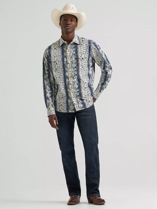 112378799 - Wrangler Men's Wrangler Retro® Premium Long Sleeve Western Snap Printed Shirt