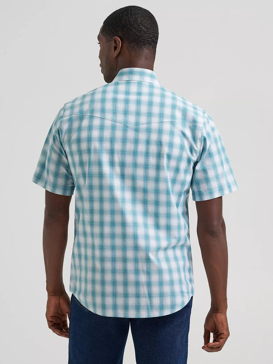112379029 - Wrangler Men's Wrinkle Resist Short Sleeve Western Snap Plaid Shirt