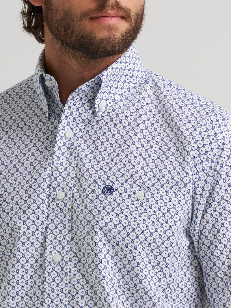 Load image into Gallery viewer, 112379162 - Wrangler Men's Classic Long Sleeve Shirt - Relaxed Fit - Blue/White
