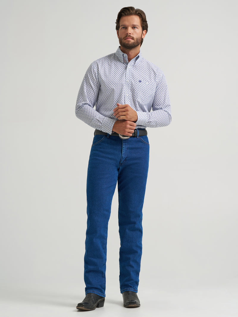Load image into Gallery viewer, 112379162 - Wrangler Men's Classic Long Sleeve Shirt - Relaxed Fit - Blue/White
