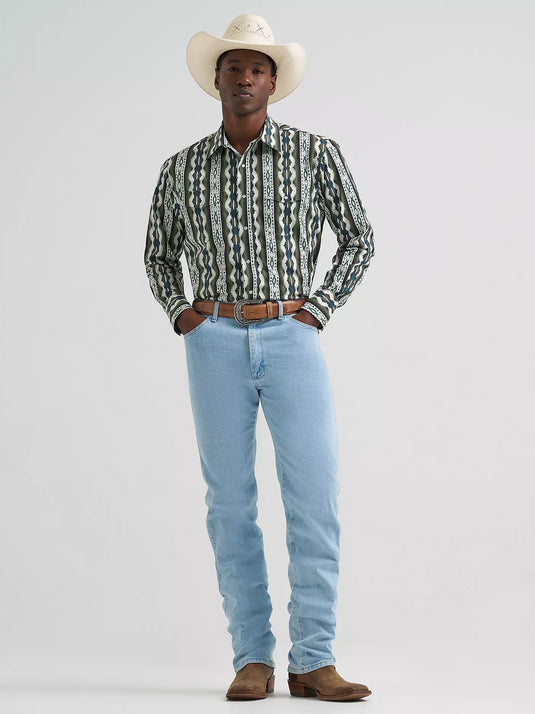 112379228 - Wrangler Men's Checotah® Long Sleeve Western Snap Printed Shirt