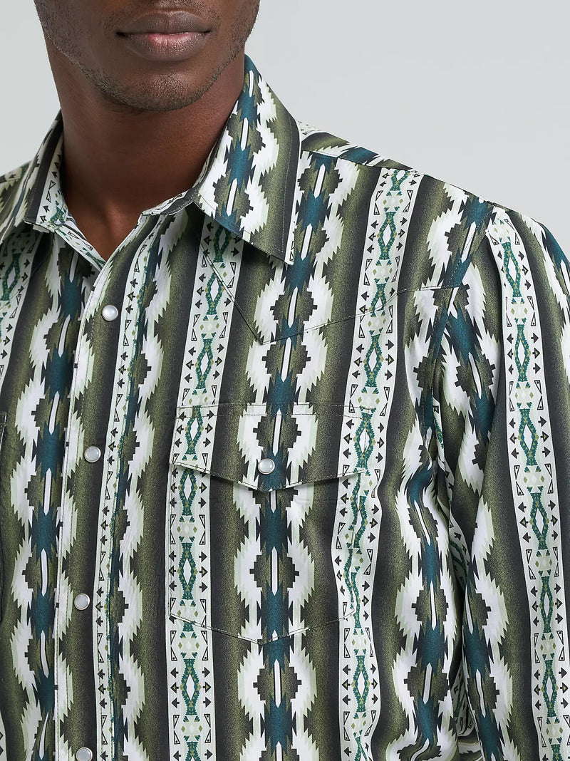 Load image into Gallery viewer, 112379228 - Wrangler Men's Checotah® Long Sleeve Western Snap Printed Shirt

